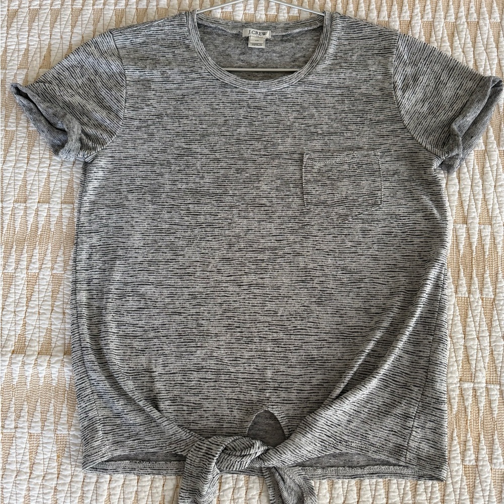 Gray Women's Top with Tie Front